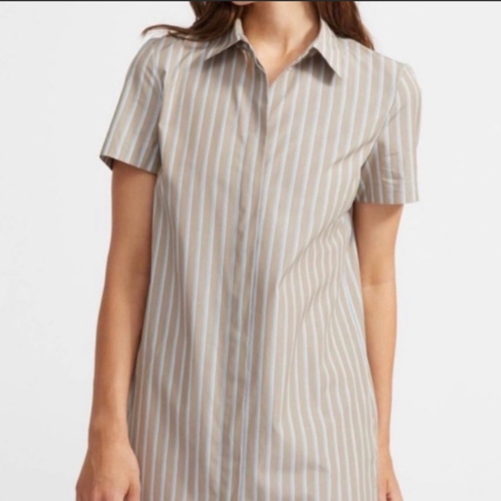 Theory Cotton Button Down  Stripe dress with pockets size medium